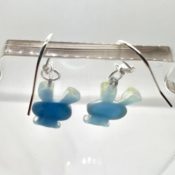 Bunny Earrings - Rabbit Earrings - Glitter Earring - Easter Earring - Blue Bunny - Picture 5 of 10